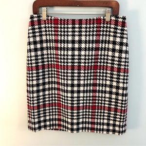 Talbots Red and Black Plaid Pencil Skirt